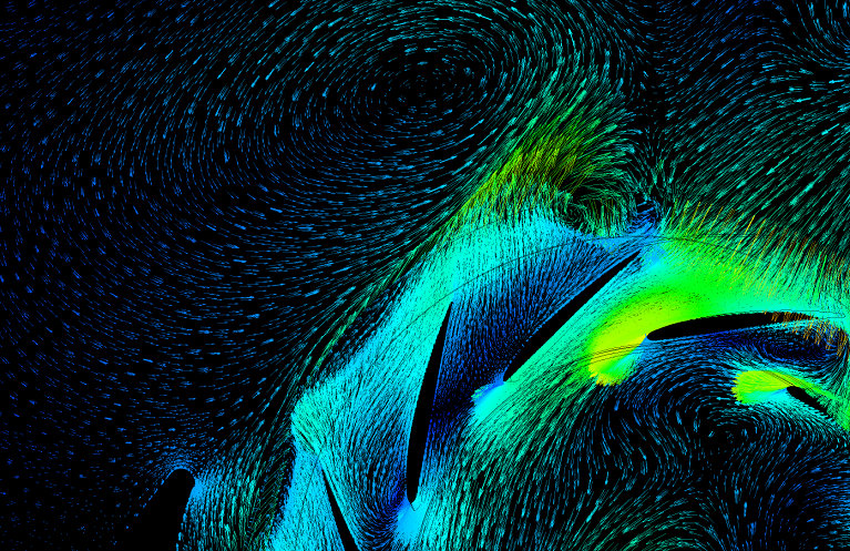 Aerodynamics of a fan using CFD in a vector view