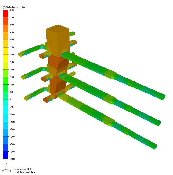 Pressure loss simulation in transport ship duct, made in CFDesign